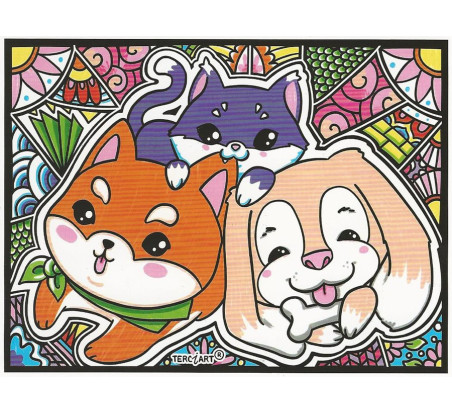 COLORIAGE MANDALA CHIEN ET CHAT