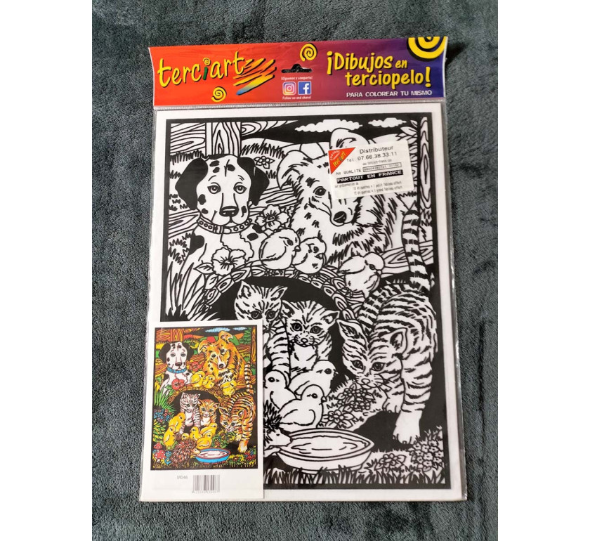 Grand coloriage les animaux chiens chats et poussins  velours Terciart