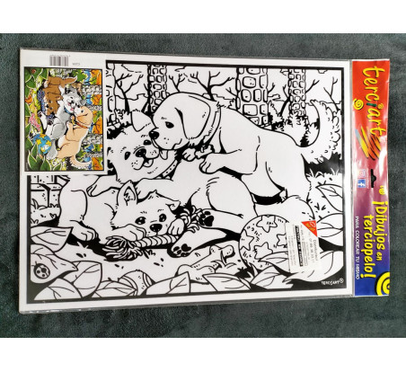 grand coloriage en velours terciart  trois chiens