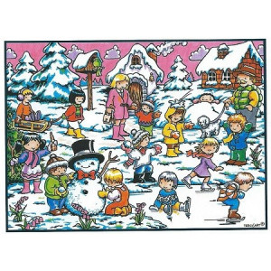 coloriage les enfants dans la neige