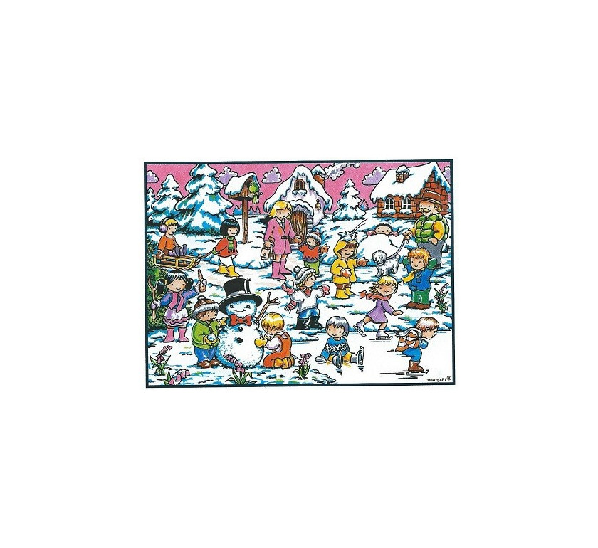 coloriage les enfants dans la neige