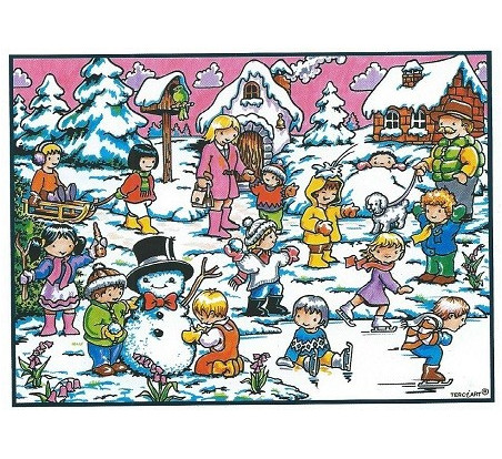 coloriage les enfants dans la neige